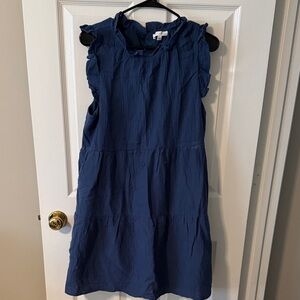Socialite Navy Tiered Ruffle Sleeveless Casual Dress